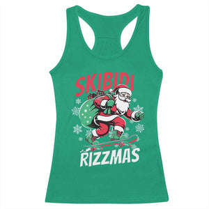 Funny Santa Rizz Christmas Racerback Tank Top Retro Skibidi Rizzmas Claus Skating Board Xmas TS02 Irish Green Print Your Wear