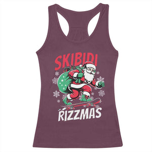 Funny Santa Rizz Christmas Racerback Tank Top Retro Skibidi Rizzmas Claus Skating Board Xmas TS02 Maroon Print Your Wear