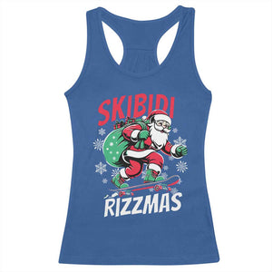 Funny Santa Rizz Christmas Racerback Tank Top Retro Skibidi Rizzmas Claus Skating Board Xmas TS02 Royal Blue Print Your Wear