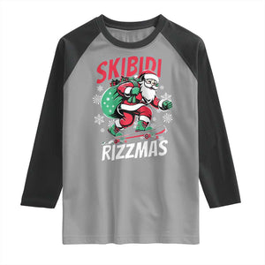 Funny Santa Rizz Christmas Raglan Shirt Retro Skibidi Rizzmas Claus Skating Board Xmas TS02 Sport Gray Black Print Your Wear