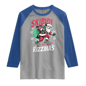 Funny Santa Rizz Christmas Raglan Shirt Retro Skibidi Rizzmas Claus Skating Board Xmas TS02 Sport Gray Royal Print Your Wear