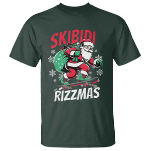 Funny Santa Rizz Christmas T Shirt Retro Skibidi Rizzmas Claus Skating Board Xmas TS02 Dark Forest Green Print Your Wear