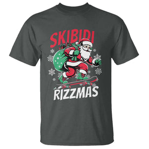 Funny Santa Rizz Christmas T Shirt Retro Skibidi Rizzmas Claus Skating Board Xmas TS02 Dark Heather Print Your Wear