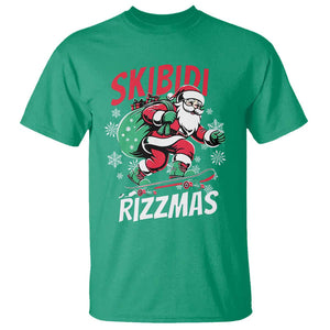 Funny Santa Rizz Christmas T Shirt Retro Skibidi Rizzmas Claus Skating Board Xmas TS02 Irish Green Print Your Wear