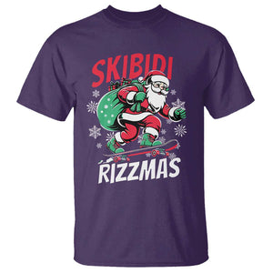 Funny Santa Rizz Christmas T Shirt Retro Skibidi Rizzmas Claus Skating Board Xmas TS02 Purple Print Your Wear