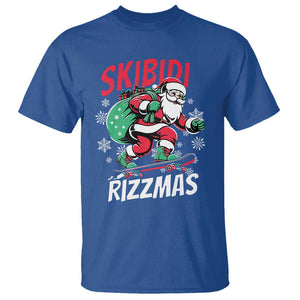 Funny Santa Rizz Christmas T Shirt Retro Skibidi Rizzmas Claus Skating Board Xmas TS02 Royal Blue Print Your Wear