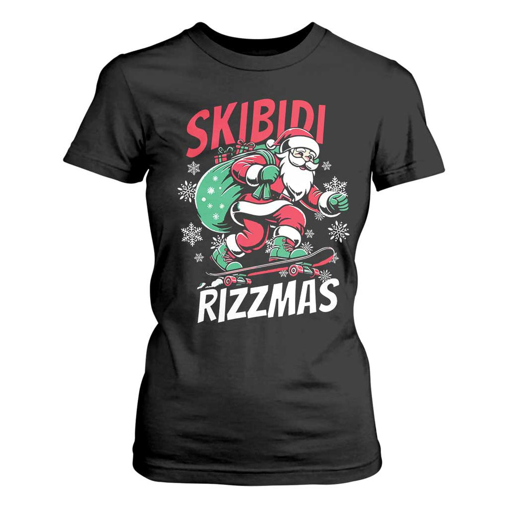 Funny Santa Rizz Christmas T Shirt For Women Retro Skibidi Rizzmas Claus Skating Board Xmas TS02 Black Print Your Wear