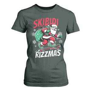 Funny Santa Rizz Christmas T Shirt For Women Retro Skibidi Rizzmas Claus Skating Board Xmas TS02 Dark Forest Green Print Your Wear