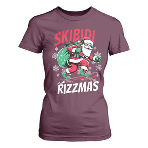 Funny Santa Rizz Christmas T Shirt For Women Retro Skibidi Rizzmas Claus Skating Board Xmas TS02 Maroon Print Your Wear