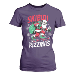 Funny Santa Rizz Christmas T Shirt For Women Retro Skibidi Rizzmas Claus Skating Board Xmas TS02 Purple Print Your Wear