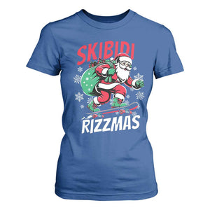 Funny Santa Rizz Christmas T Shirt For Women Retro Skibidi Rizzmas Claus Skating Board Xmas TS02 Royal Blue Print Your Wear