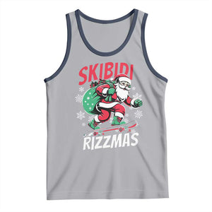 Funny Santa Rizz Christmas Tank Top Retro Skibidi Rizzmas Claus Skating Board Xmas TS02 Athletic Heather Navy Print Your Wear