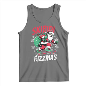 Funny Santa Rizz Christmas Tank Top Retro Skibidi Rizzmas Claus Skating Board Xmas TS02 Black Heather Print Your Wear