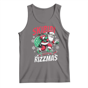 Funny Santa Rizz Christmas Tank Top Retro Skibidi Rizzmas Claus Skating Board Xmas TS02 Deep Heather Print Your Wear