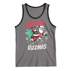 Funny Santa Rizz Christmas Tank Top Retro Skibidi Rizzmas Claus Skating Board Xmas TS02 Deep Heather Black Print Your Wear