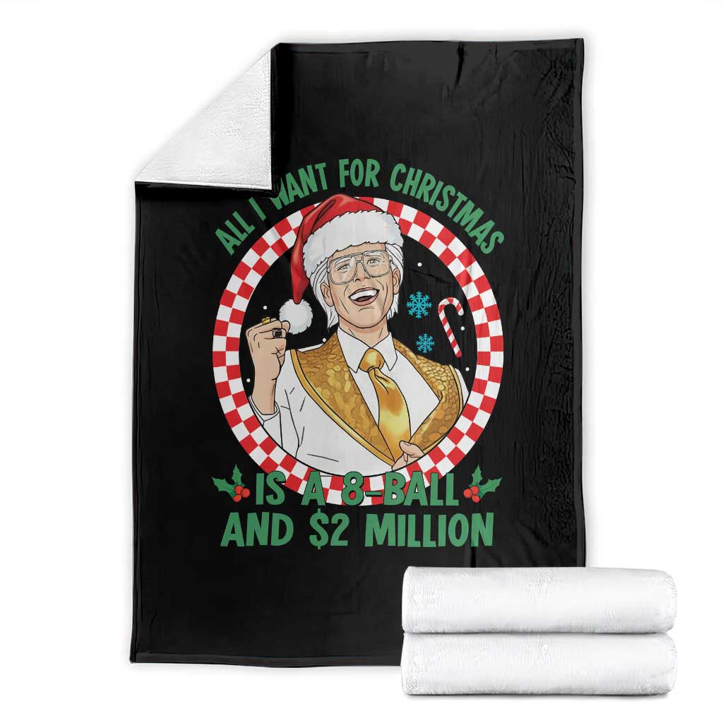 Funny Christmas Wish Billy Meme Throw Blanket A 8 Ball and 2 Million Dollars Baby Uncle Santa Hat TS02 Black Print Your Wear