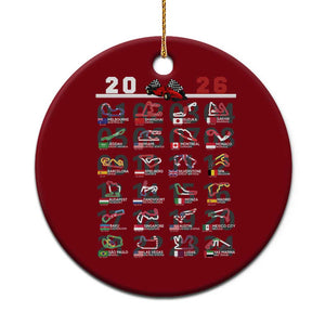 2026 Car Racing Circuit Ceramic Ornament International Race Track Schedule Graphic with Flags TS02 1pc Red Print Your Wear