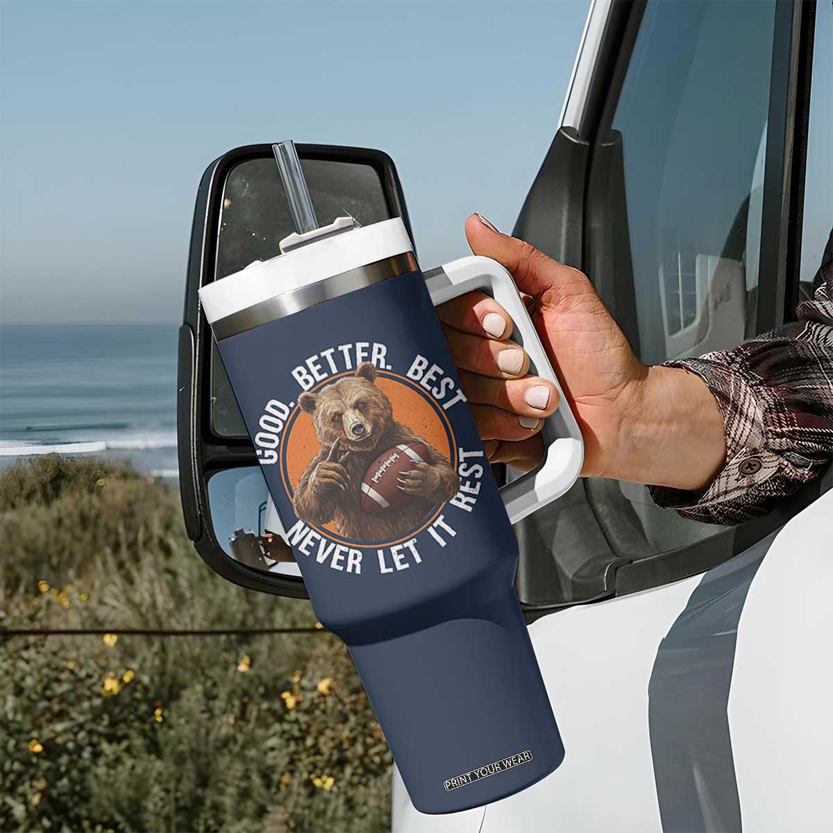 Good Better Best Retro Tumbler With Handle Motivational CFB Never Let It Rest TS02 Print Your Wear