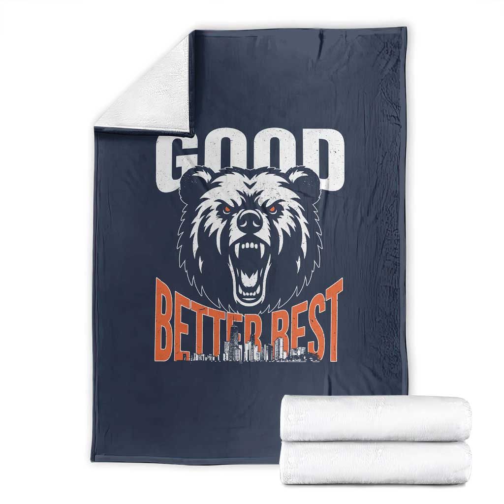 Good Better Best Graphic Throw Blanket Motivational Sports Fan Chicago Skyline TS02 Navy Print Your Wear