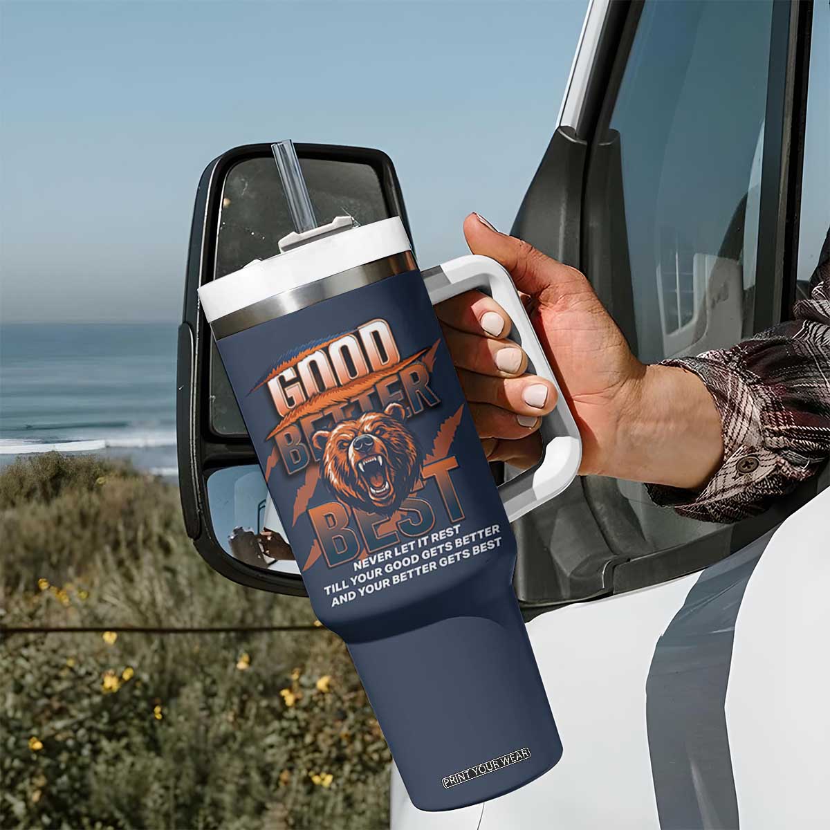 Good Better Best Motivational Fierce Graphic Tumbler With Handle TS02 Print Your Wear