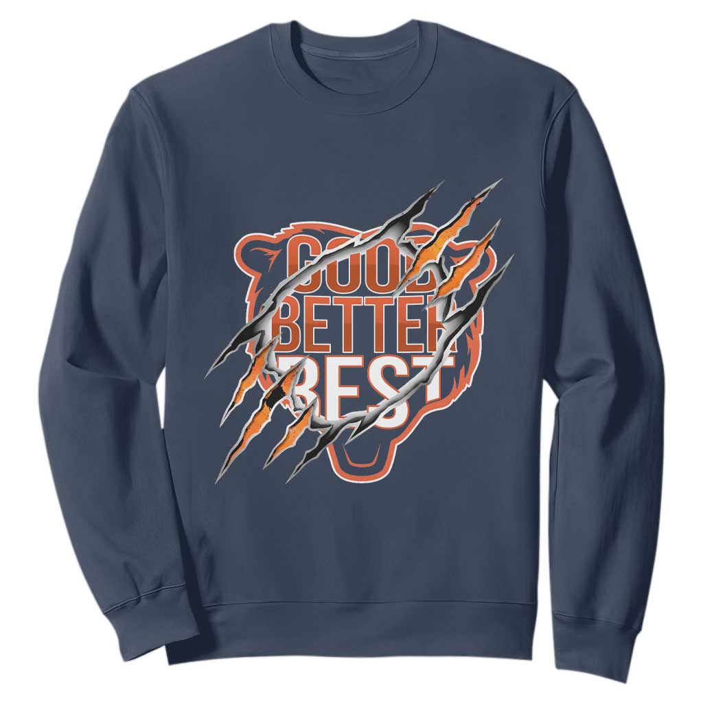 Good Better Best Graphic Sweatshirt Motivational Football Fans TS02 Navy Print Your Wear