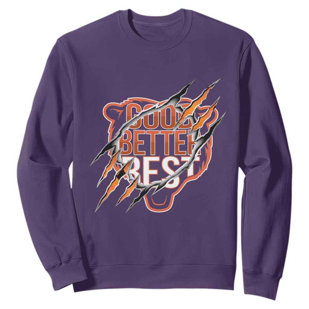 Good Better Best Graphic Sweatshirt Motivational Football Fans TS02 Purple Print Your Wear