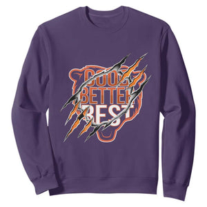 Good Better Best Graphic Sweatshirt Motivational Football Fans TS02 Purple Print Your Wear