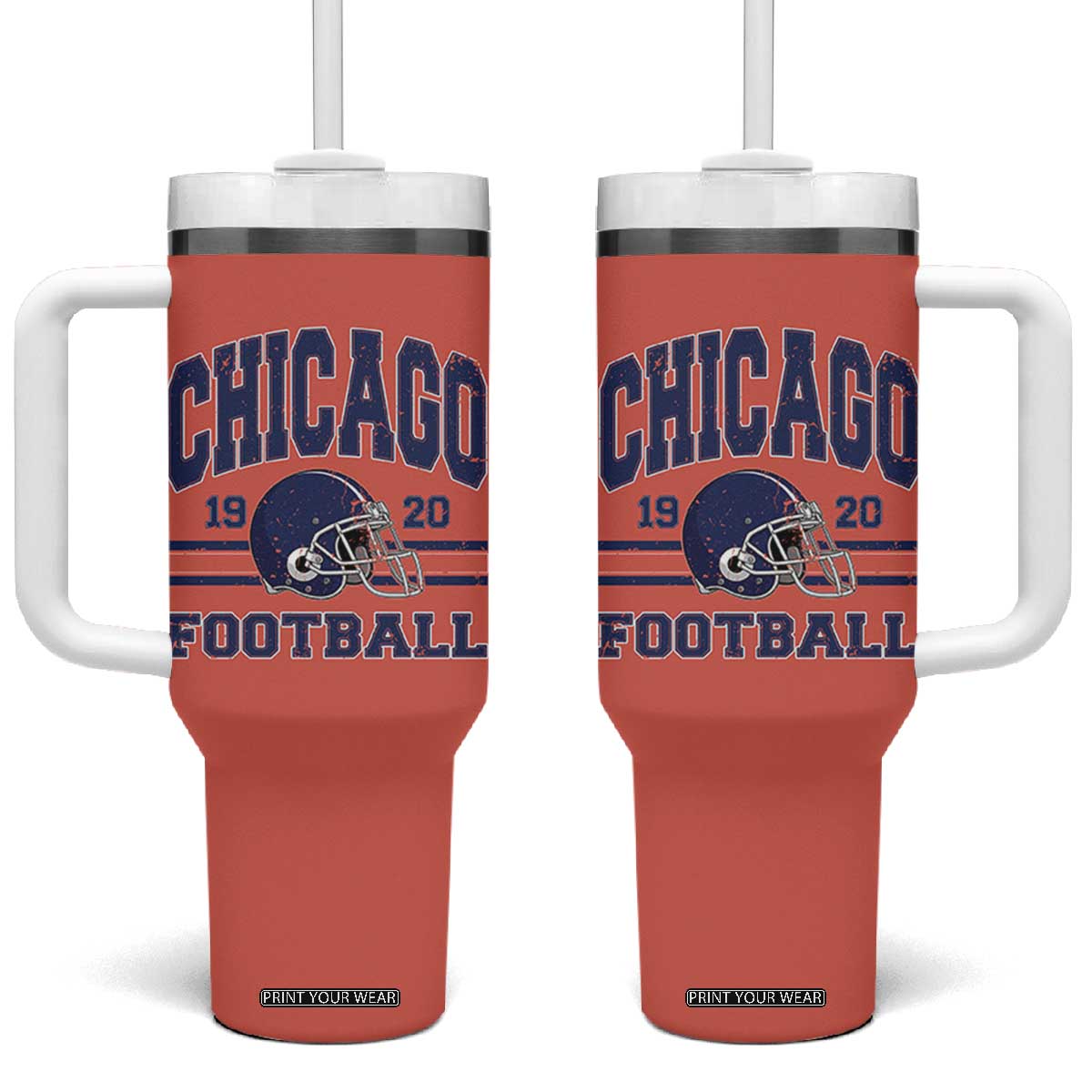Chicago Football Lover Tumbler With Handle Windy City Pride Sports Fan TS02 One Size: 40 oz Orange Print Your Wear