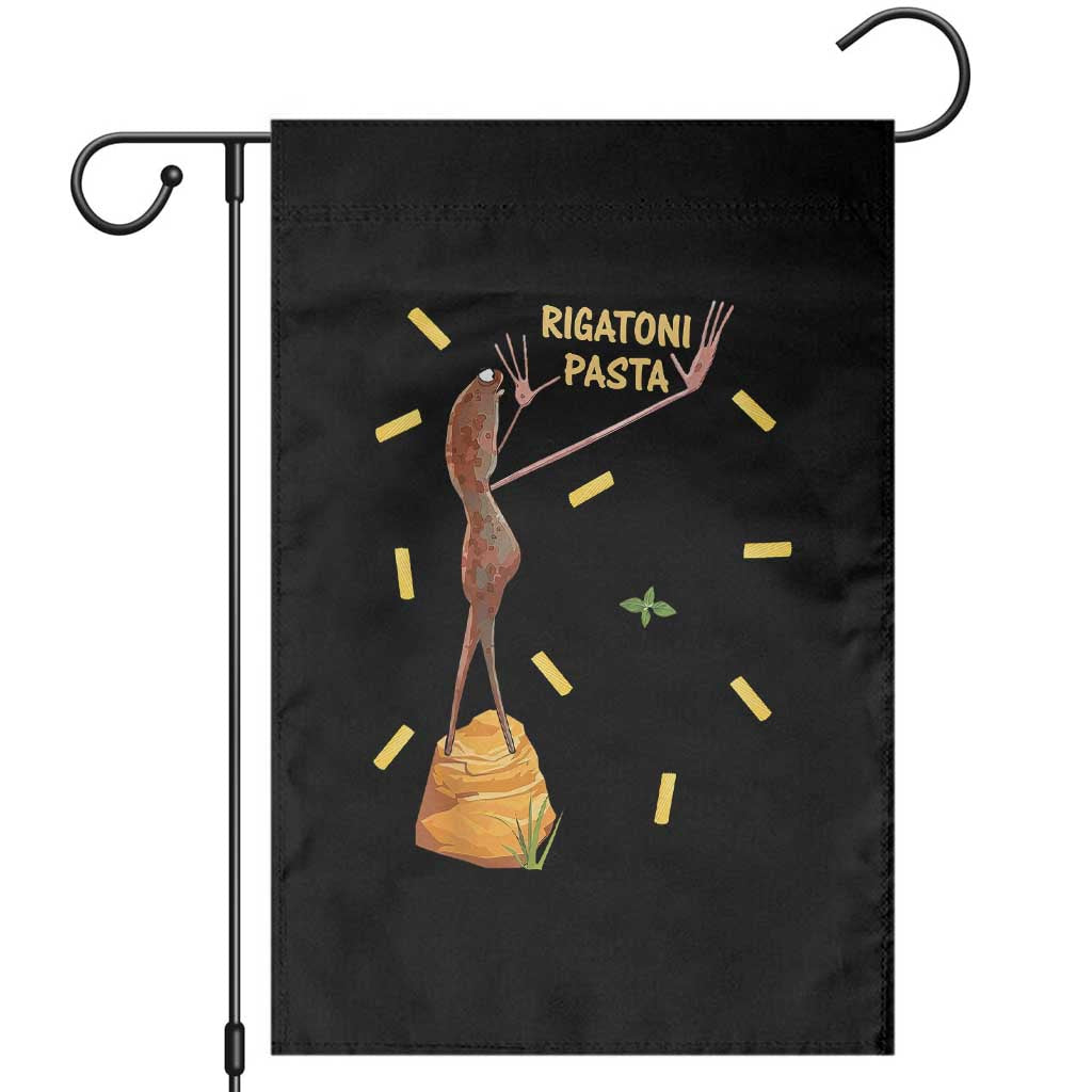 Funny Rigatoni Pasta Marcus The Worm Garden Flag Dramatic Pasta Lover Foodie Meme TS02 Black Print Your Wear