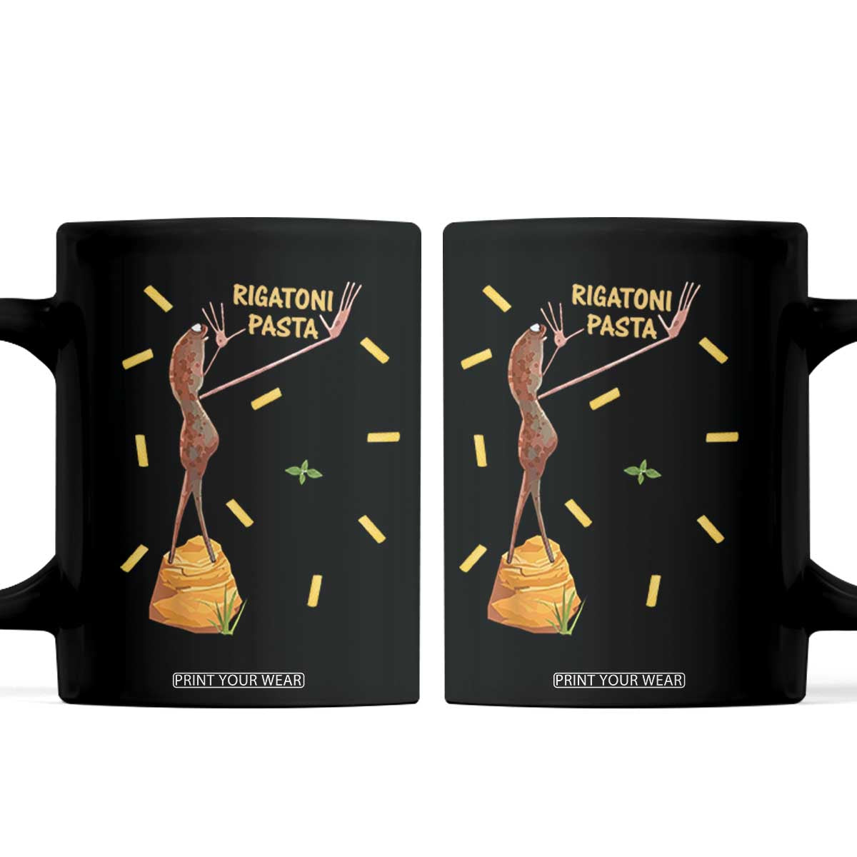 Funny Rigatoni Pasta Marcus The Worm Coffee Mug Dramatic Pasta Lover Foodie Meme TS02 Black Print Your Wear