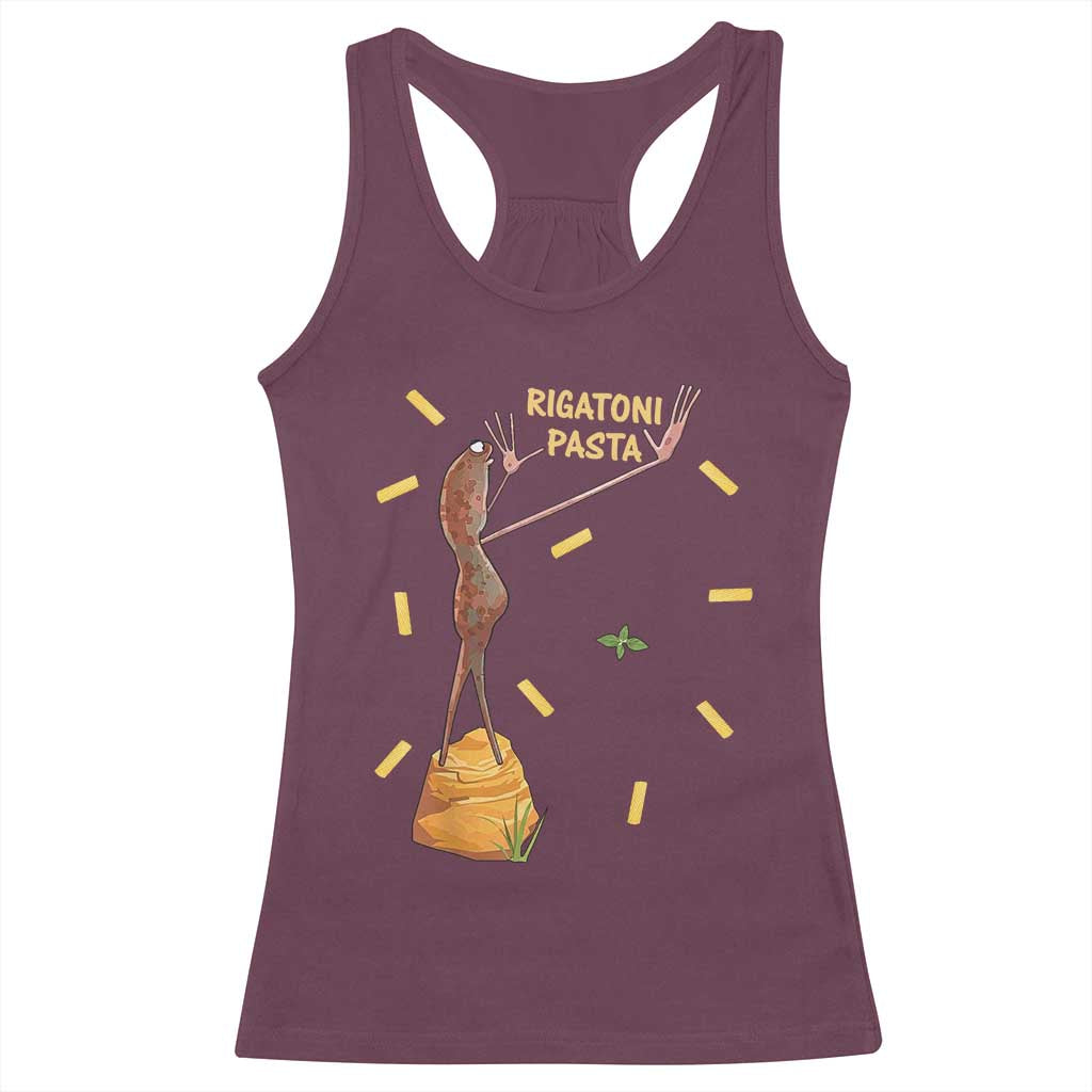 Funny Rigatoni Pasta Marcus The Worm Racerback Tank Top Dramatic Pasta Lover Foodie Meme TS02 Maroon Print Your Wear
