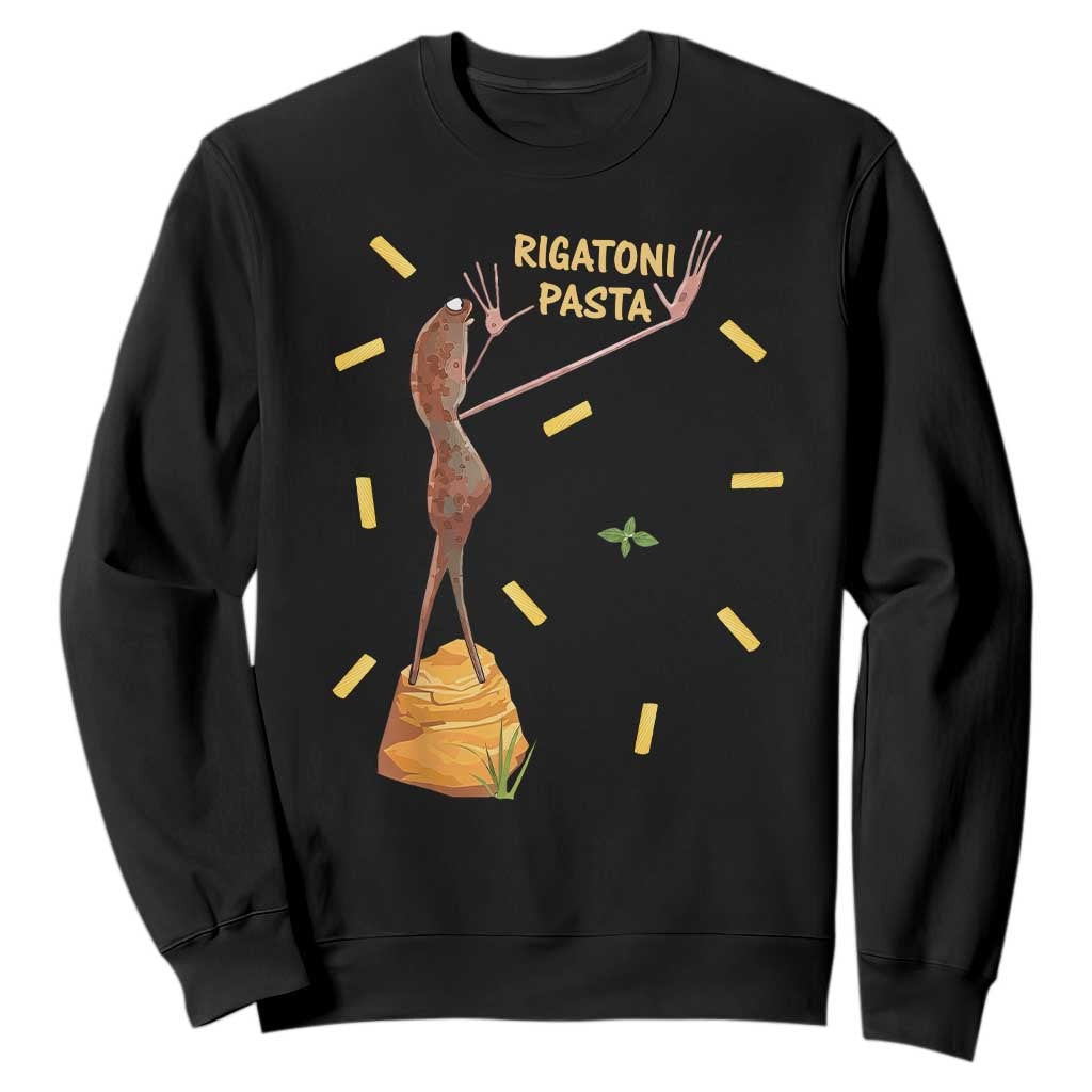 Funny Rigatoni Pasta Marcus The Worm Sweatshirt Dramatic Pasta Lover Foodie Meme TS02 Black Print Your Wear
