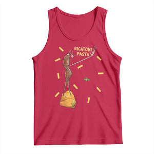Funny Rigatoni Pasta Marcus The Worm Tank Top Dramatic Pasta Lover Foodie Meme TS02 Red Print Your Wear