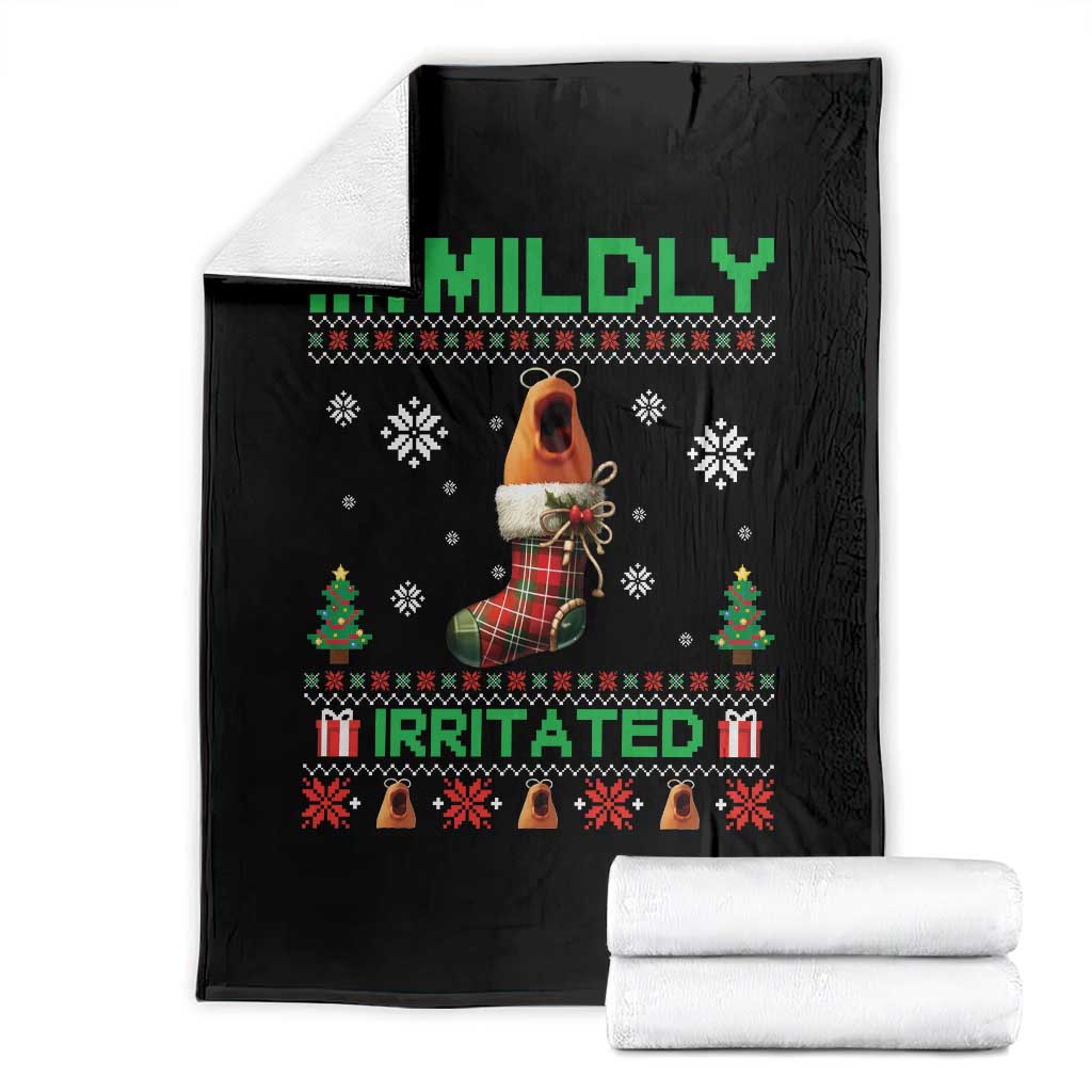 Mildly Irritated Marcus the Worm Meme Throw Blanket Funny Christmas Stocking Weirdcore TS02 Black Print Your Wear