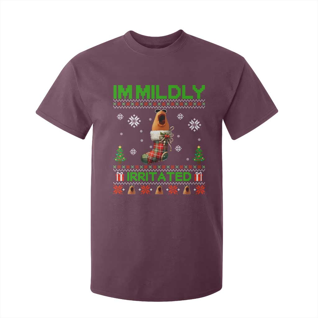 Mildly Irritated Marcus the Worm Meme T Shirt For Kid Funny Christmas Stocking Weirdcore TS02 Maroon Print Your Wear