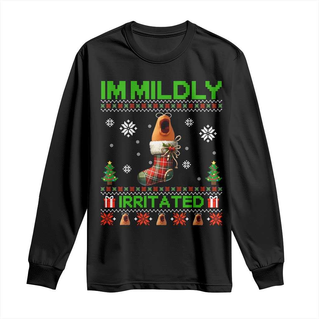 Mildly Irritated Marcus the Worm Meme Long Sleeve Shirt Funny Christmas Stocking Weirdcore TS02 Black Print Your Wear