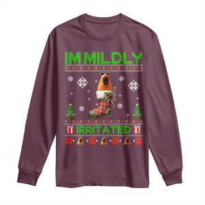 Mildly Irritated Marcus the Worm Meme Long Sleeve Shirt Funny Christmas Stocking Weirdcore TS02 Maroon Print Your Wear