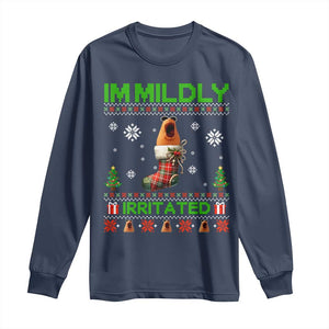 Mildly Irritated Marcus the Worm Meme Long Sleeve Shirt Funny Christmas Stocking Weirdcore TS02 Navy Print Your Wear