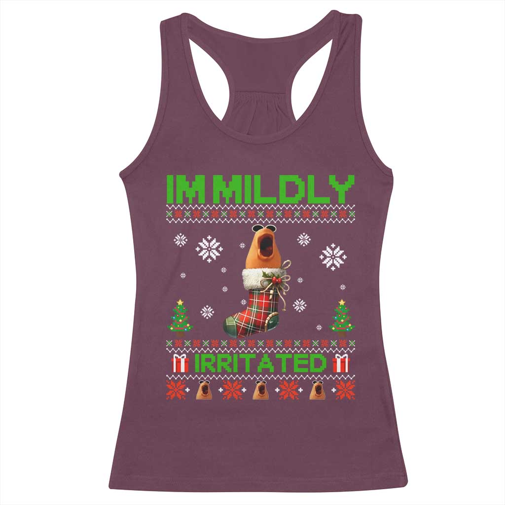 Mildly Irritated Marcus the Worm Meme Racerback Tank Top Funny Christmas Stocking Weirdcore TS02 Maroon Print Your Wear