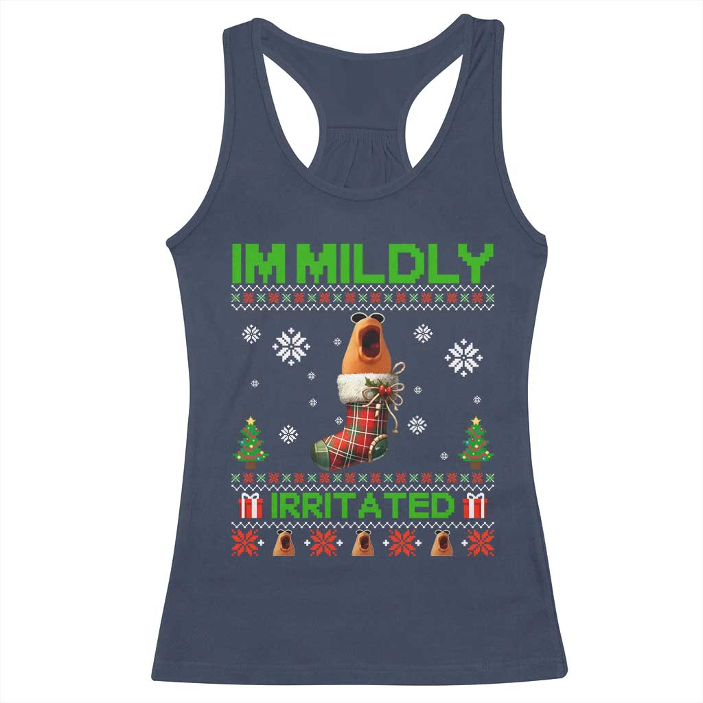 Mildly Irritated Marcus the Worm Meme Racerback Tank Top Funny Christmas Stocking Weirdcore TS02 Navy Print Your Wear