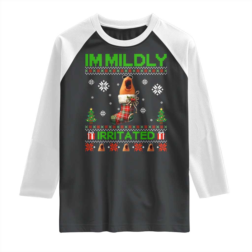 Mildly Irritated Marcus the Worm Meme Raglan Shirt Funny Christmas Stocking Weirdcore TS02 Black White Print Your Wear