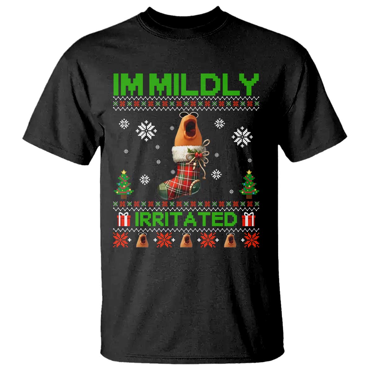 Mildly Irritated Marcus the Worm Meme T Shirt Funny Christmas Stocking Weirdcore TS02 Black Print Your Wear
