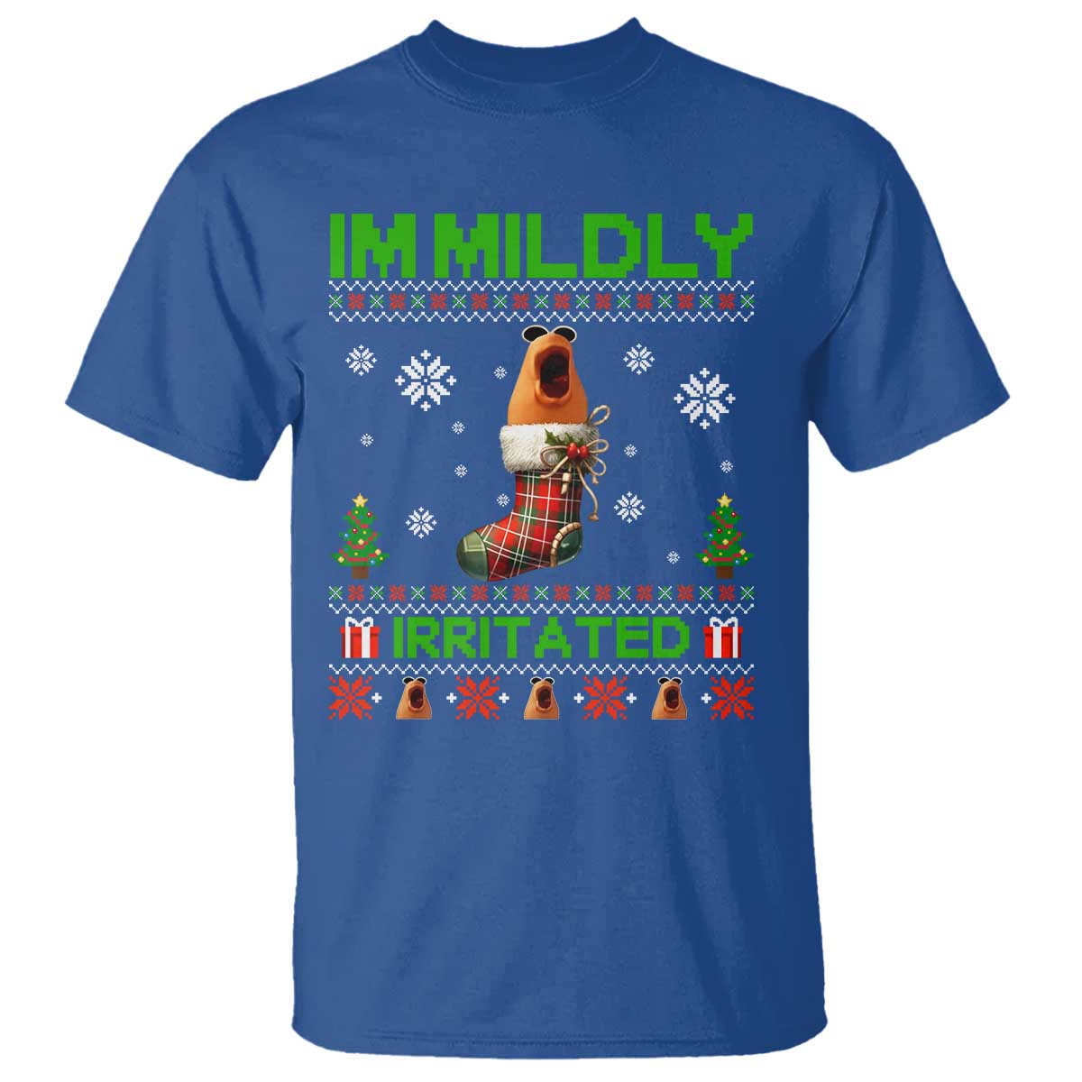 Mildly Irritated Marcus the Worm Meme T Shirt Funny Christmas Stocking Weirdcore TS02 Royal Blue Print Your Wear