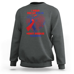 CHD Awareness Sweatshirt I Wear Red And Blue For Heart Disease Warrior CHD Month TS02 Dark Heather Printyourwear