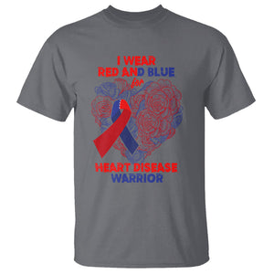 CHD Awareness T Shirt I Wear Red And Blue For Heart Disease Warrior CHD Month TS02 Charcoal Printyourwear