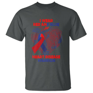 CHD Awareness T Shirt I Wear Red And Blue For Heart Disease Warrior CHD Month TS02 Dark Heather Printyourwear