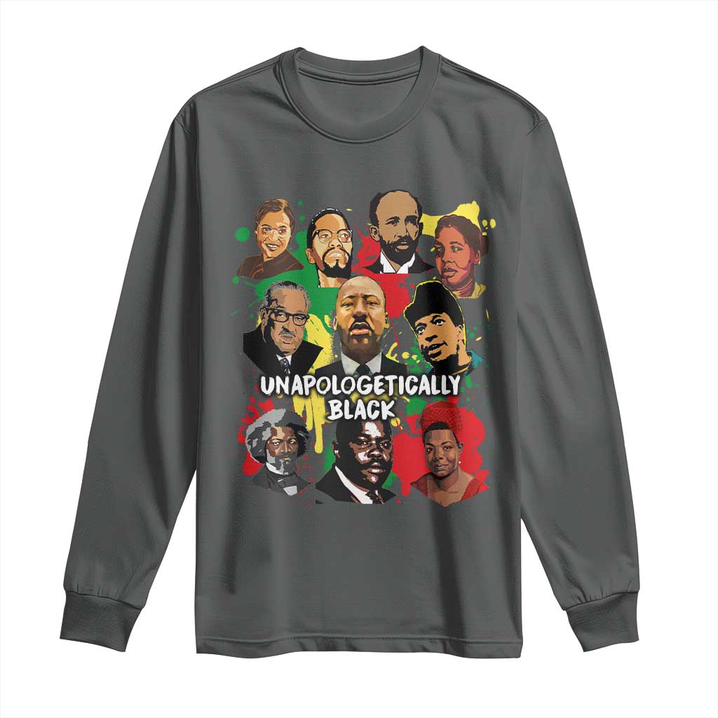 Civil Rights Leaders Long Sleeve Shirt Unapologetically Dope Black Inspiration TS02 Dark Heather Print Your Wear