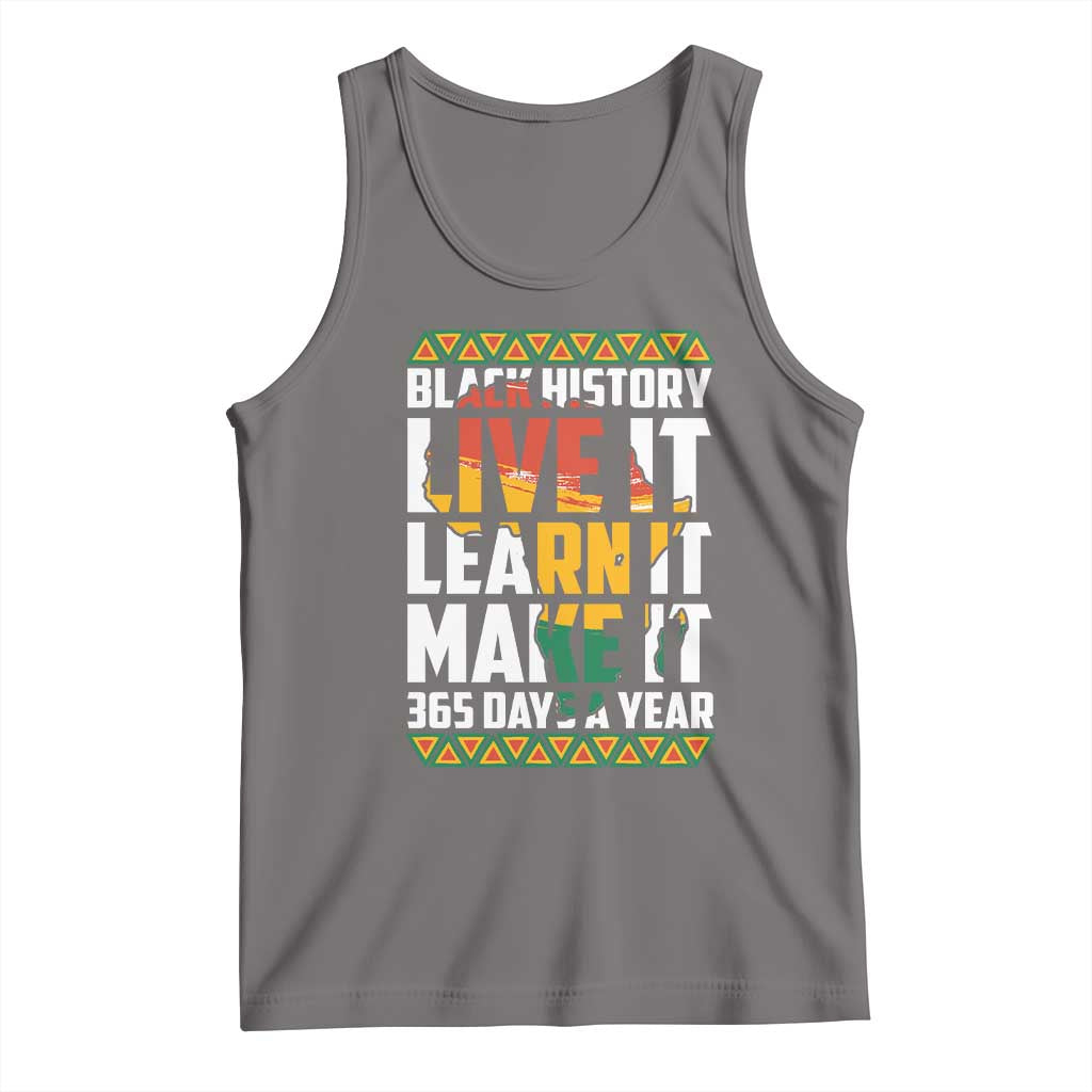 Black History Month Tank Top Live It Learn It Make It 365 Days A Year Kente TS02 Deep Heather Print Your Wear