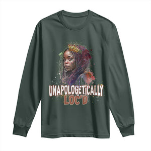 Black Locs Girl Long Sleeve Shirt Unapologetically Locd Hair Melanin Queen TS02 Dark Forest Green Print Your Wear