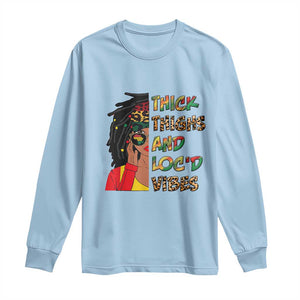 Black Locs Girl Long Sleeve Shirt Thick Thighs And Locd Vibes African Melanin Women TS02 Light Blue Print Your Wear